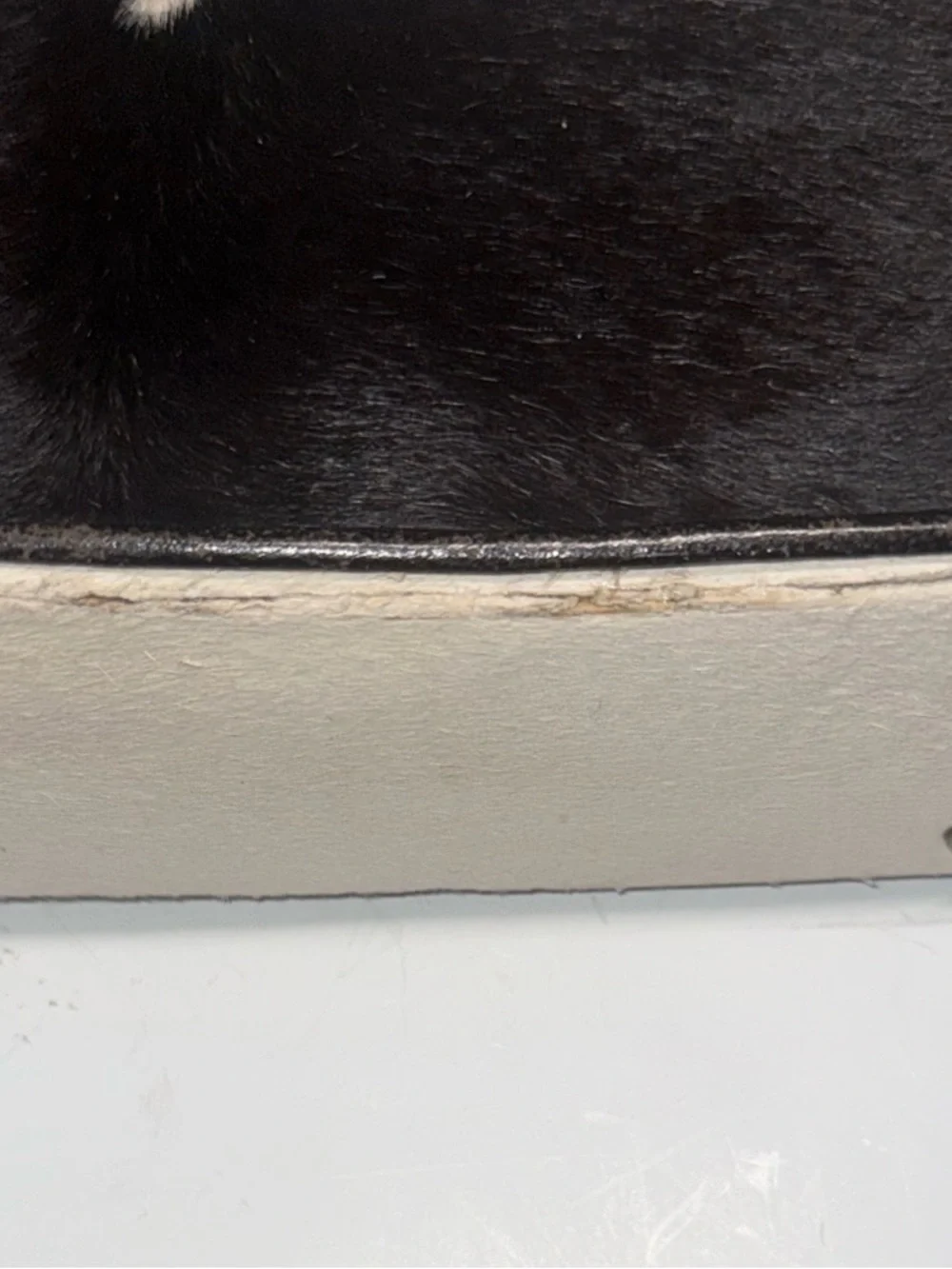 Black and White Cowhide Shoulder Bag with Top Handle